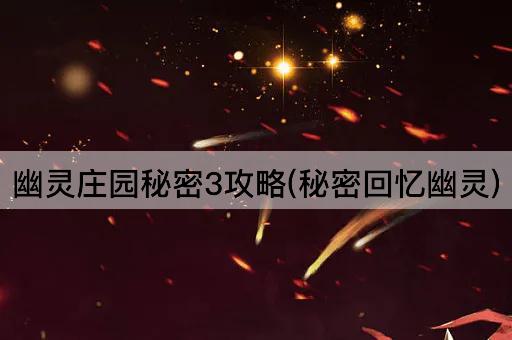 幽灵庄园秘密3攻略(秘密回忆幽灵)